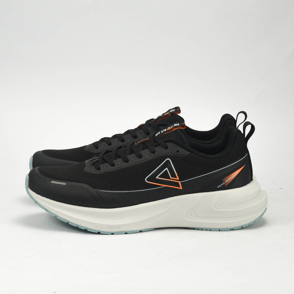 PEAK CUSHION RUNNING SHOES-BLACK/LT.GREY