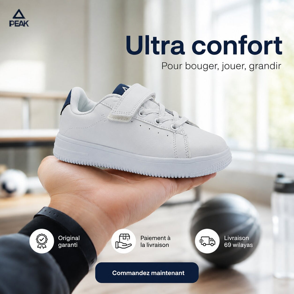 Peak Kids Casual Shoes White Navy