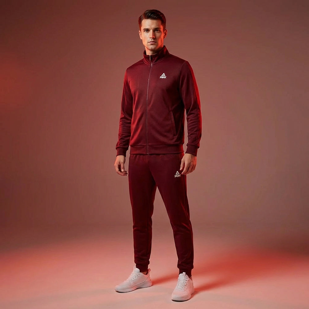 PEAK Knitted Tracksuit-Burgundy